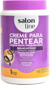 Salon Line - Crema de Peinar SOS Cachos - Brillo Intenso y Definición - Hidratación Profunda - Control del Frizz - Uso Diario, 1000 gr