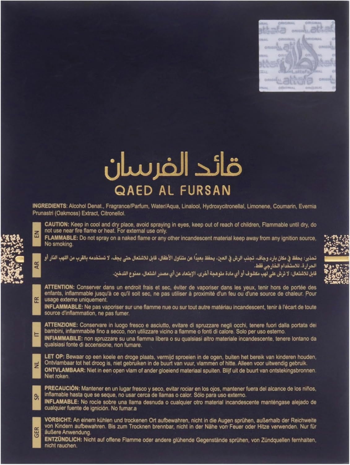 Lattafa Qaid Al Fursan for Men Eau de Perfume 90ml,