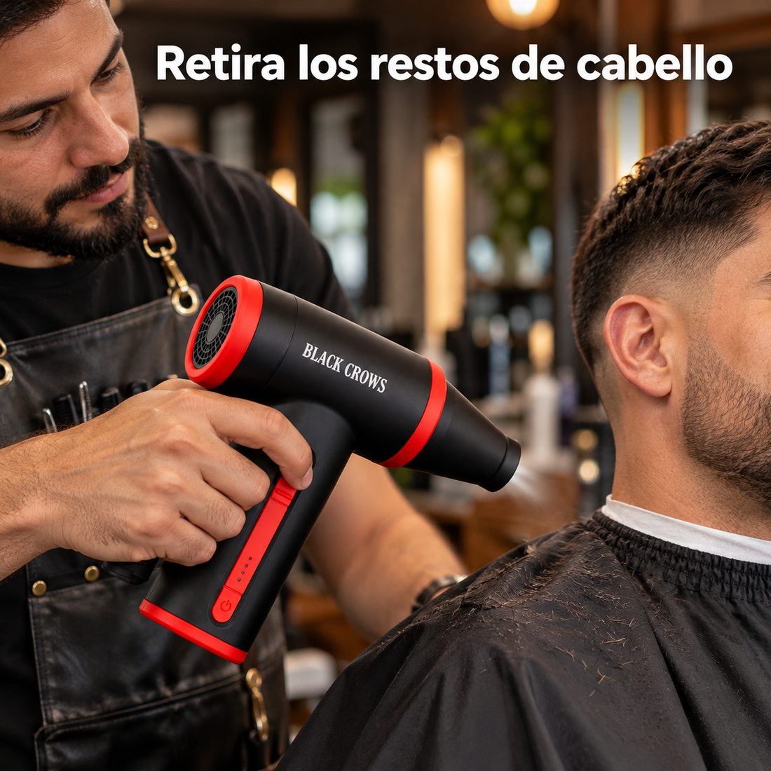 Black Crows – Soplador barbero inalámbrico JET 160 para retirar restos de cabello – Kit con boquilla y cable USB-C