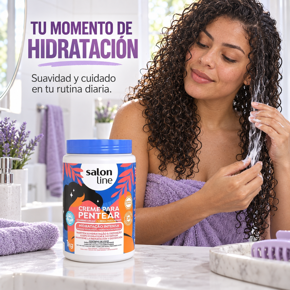 Salon Line – Crema para peinar hidratante para cabello seco 1 kg
