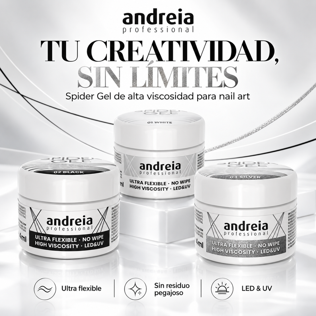 Andreia Professional – Gel para Nail Art Spider Gel de Alta Viscosidad 4 ml