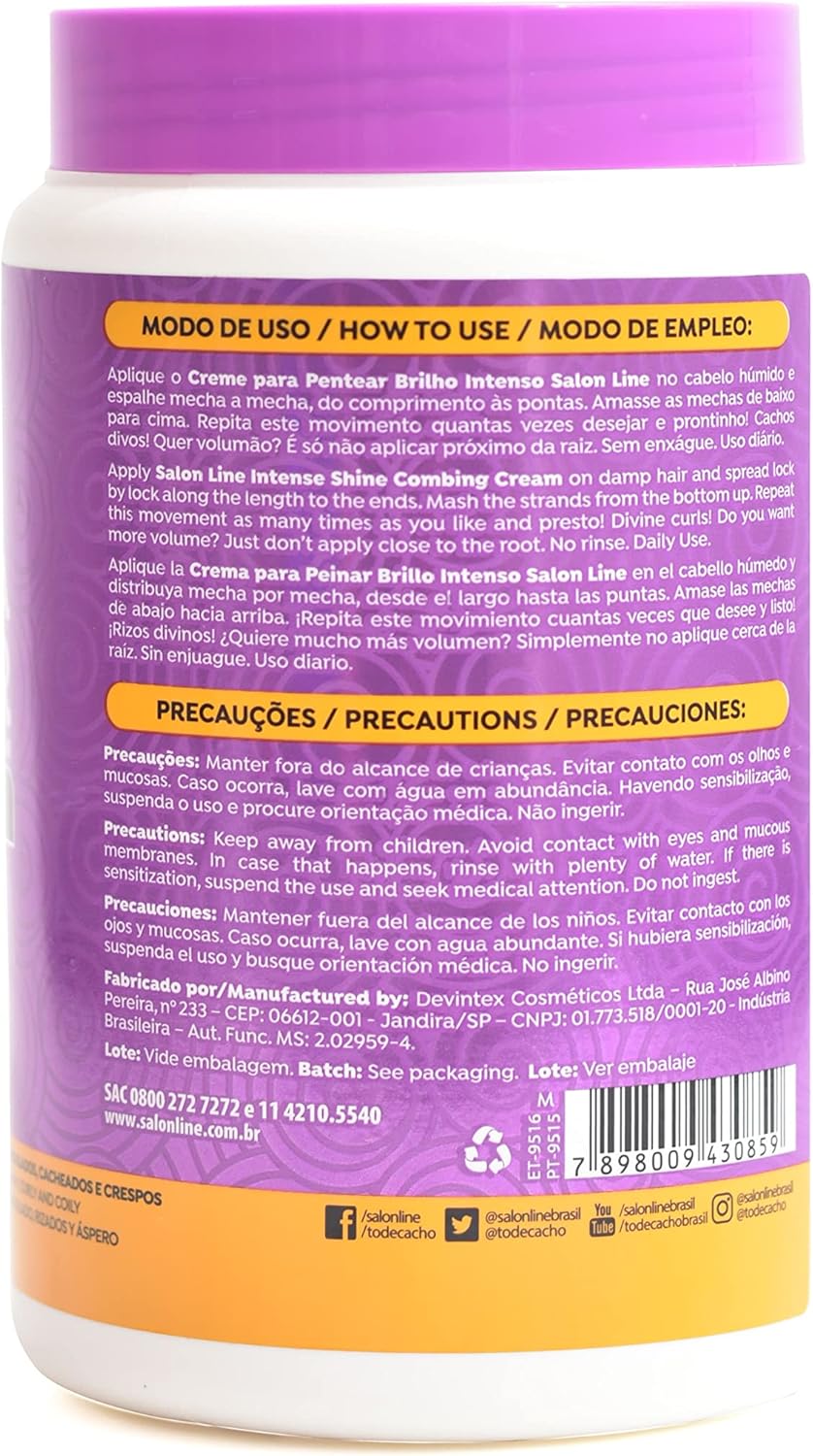 Salon Line - Crema de Peinar SOS Cachos - Brillo Intenso y Definición - Hidratación Profunda - Control del Frizz - Uso Diario, 1000 gr
