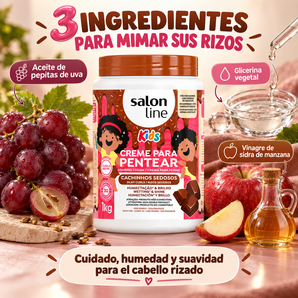Salon Line Kids – Crema para peinar niños para rizos con brillo 1 kg