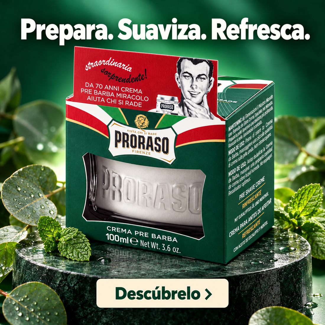 Proraso – Crema pre afeitado refrescante con mentol y eucalipto 100 ml