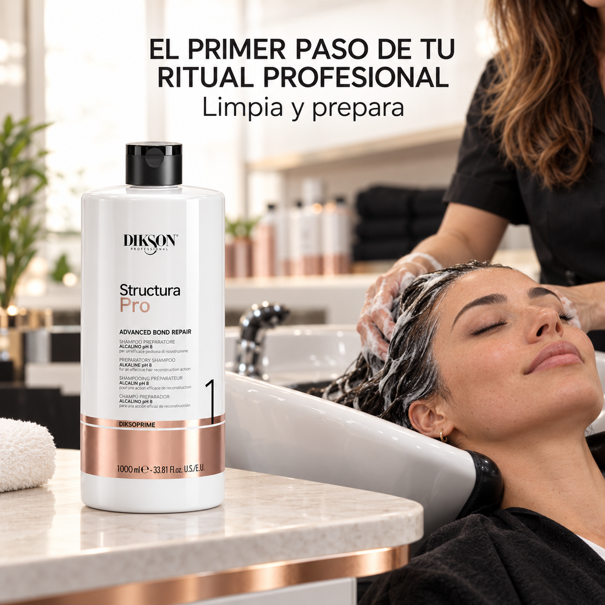 Dikson – Champú preparatorio alcalino Structura Pro pH 8 para reconstrucción capilar 1000 ml
