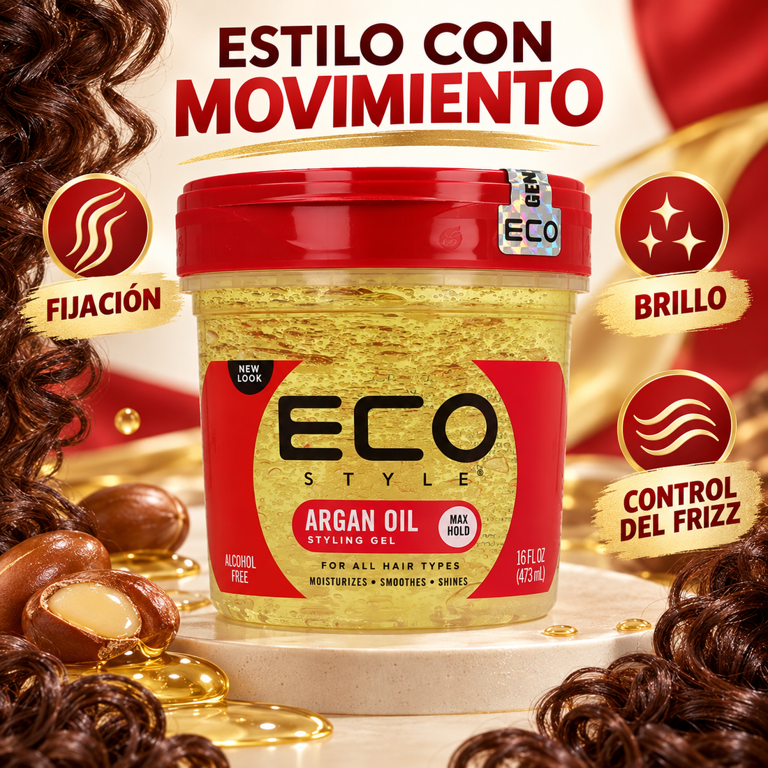Eco Style – Gel fijador para cabello con argán 473 ml