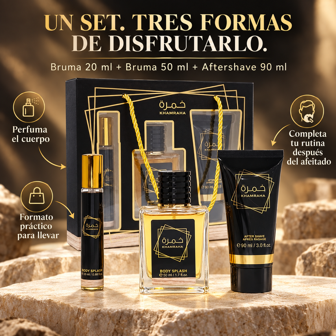 Mystical – Set de Bruma Corporal y Aftershave Khamraha 20 ml + 50 ml + 90 ml