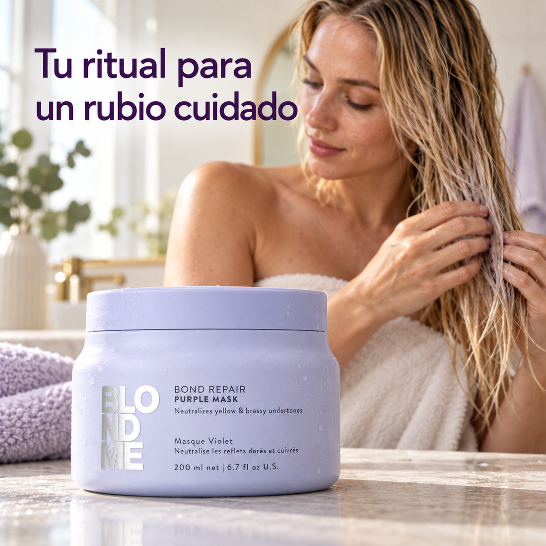 Schwarzkopf Professional – Mascarilla matizadora para cabello rubio BLONDME Bond Repair 200 ml