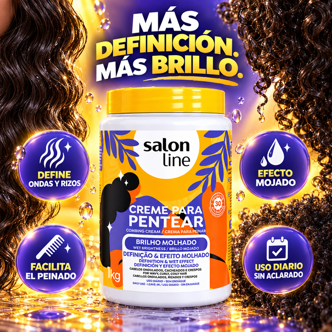 Salon Line – Crema para Peinar Efecto Mojado para Cabello Rizado 1 kg