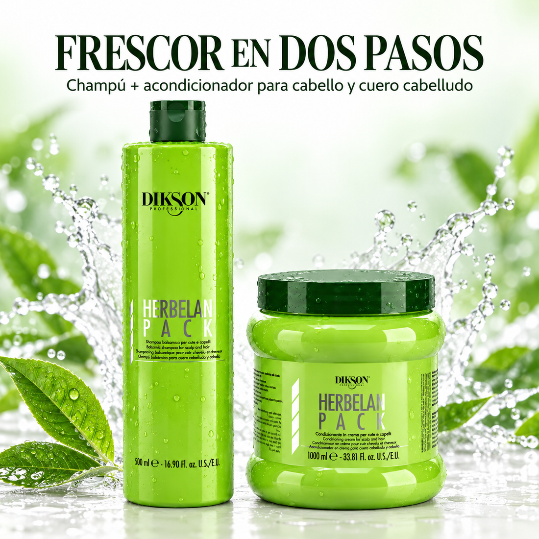 Dikson HerbelanPack – Dúo champú y acondicionador refrescante 500 ml + 1000 ml