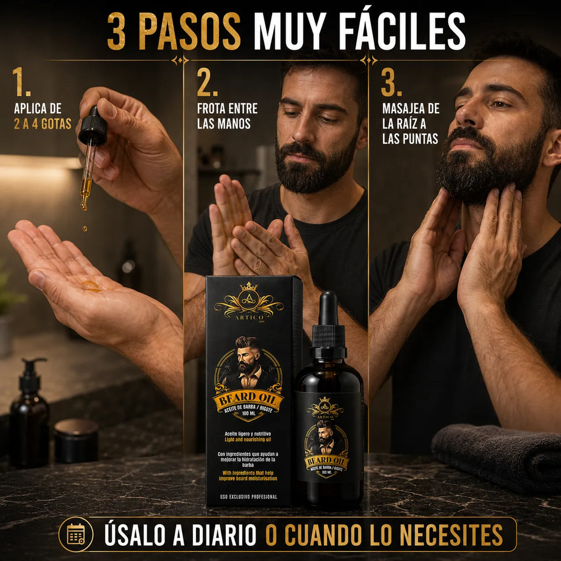 Ártico Men® – Aceite para la Barba Hidratante de Uso Diario 100ml