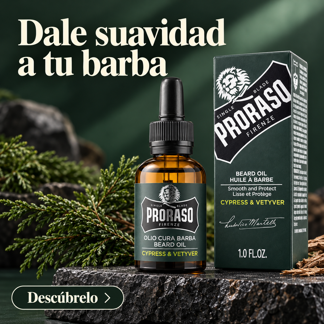 Proraso – Aceite para barba Cypress & Vetyver para barbas largas y gruesas 30 ml