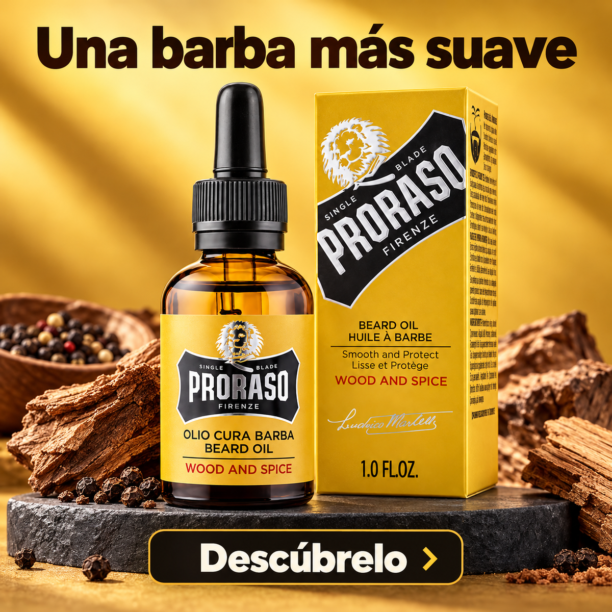 Proraso – Aceite para barba Wood & Spice suavizante 30 ml
