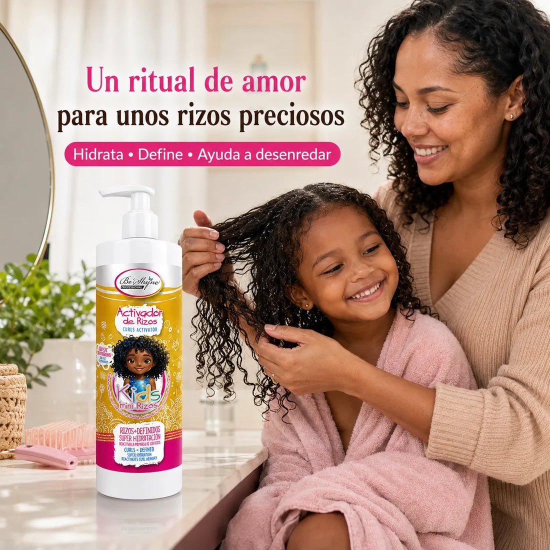 Be'Shyne Kids – Activador de Rizos Infantil para Rizos Definidos 500 ml