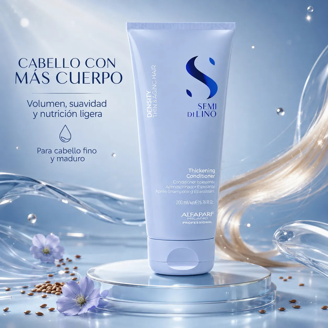 Alfaparf  Semi Di Lino – Acondicionador Espesante para Cabello Fino y Maduro 200/1000 ml