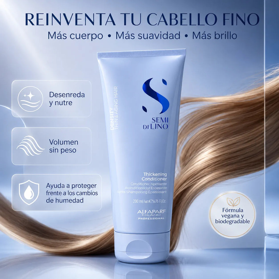 Alfaparf  Semi Di Lino – Acondicionador Espesante para Cabello Fino y Maduro 200/1000 ml