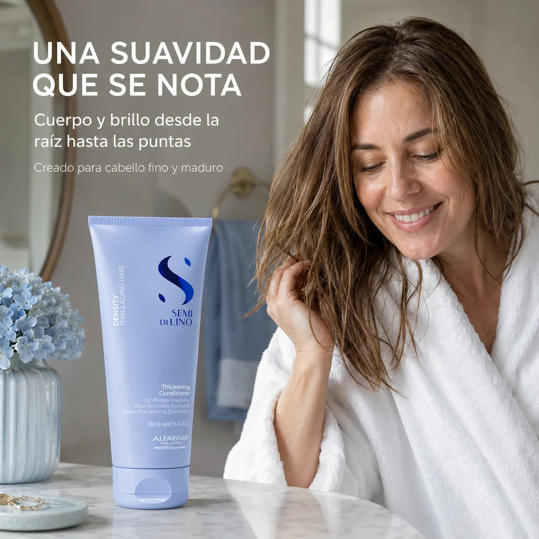 Alfaparf  Semi Di Lino – Acondicionador Espesante para Cabello Fino y Maduro 200/1000 ml