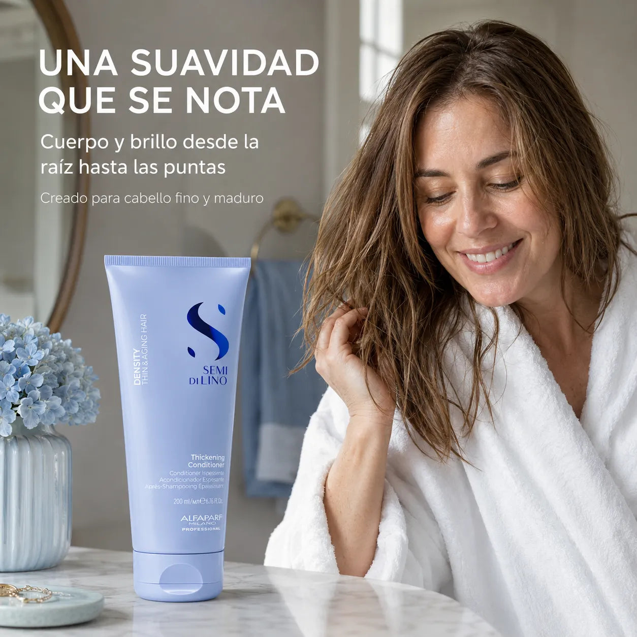 Alfaparf  Semi Di Lino – Acondicionador Espesante para Cabello Fino y Maduro 200/1000 ml