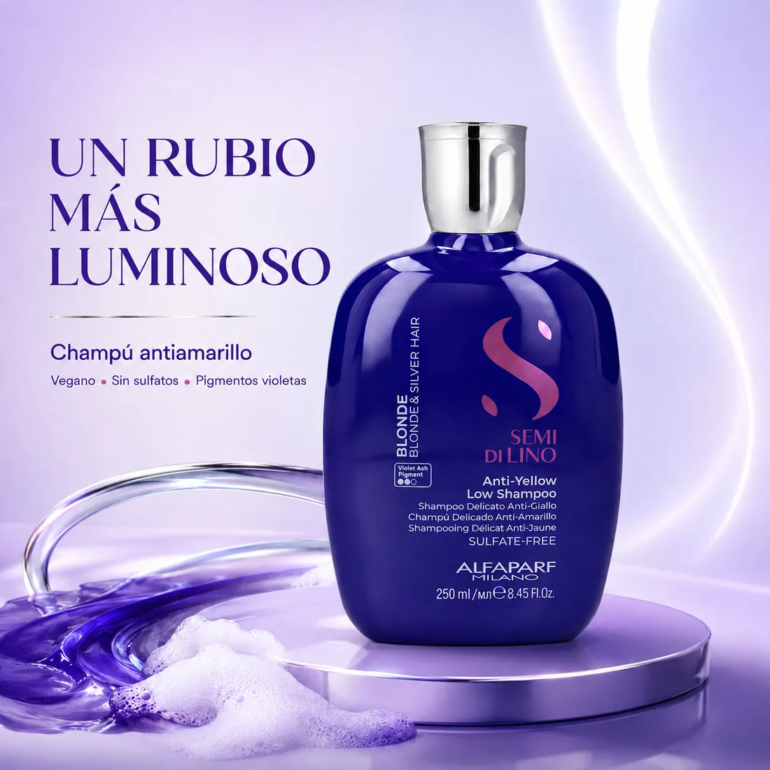 Alfaparf Milano – Champú antiamarillo para cabello rubio y plateado 250/1000 ml