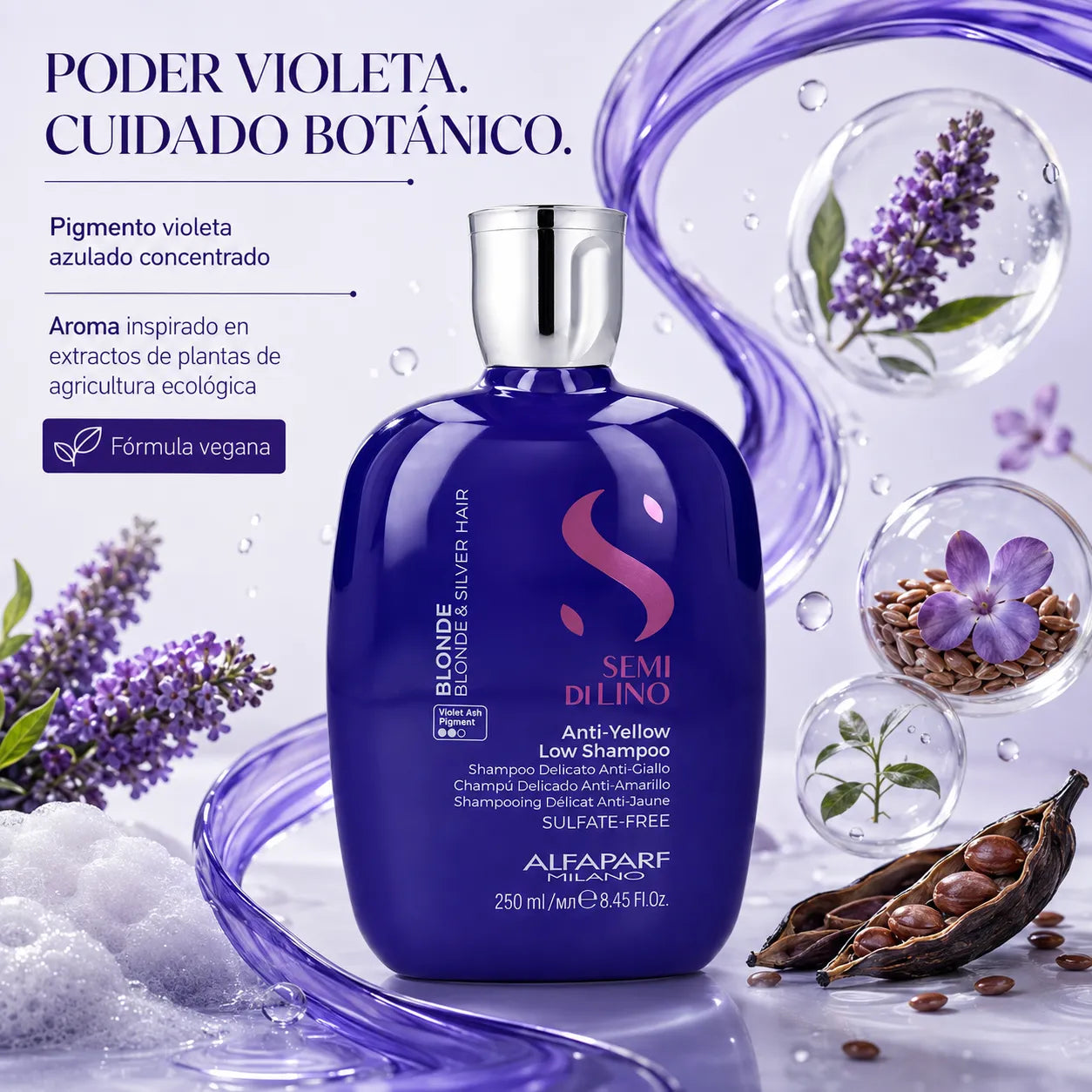 Alfaparf Milano – Champú antiamarillo para cabello rubio y plateado 250/1000 ml