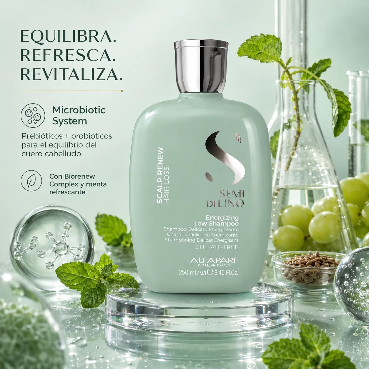 ALFAPARF Semi di Lino – Champú energizante para cabellos debilitados 250 ml y 1000 ml