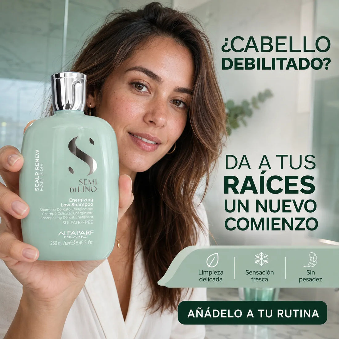 ALFAPARF Semi di Lino – Champú energizante para cabellos debilitados 250 ml y 1000 ml