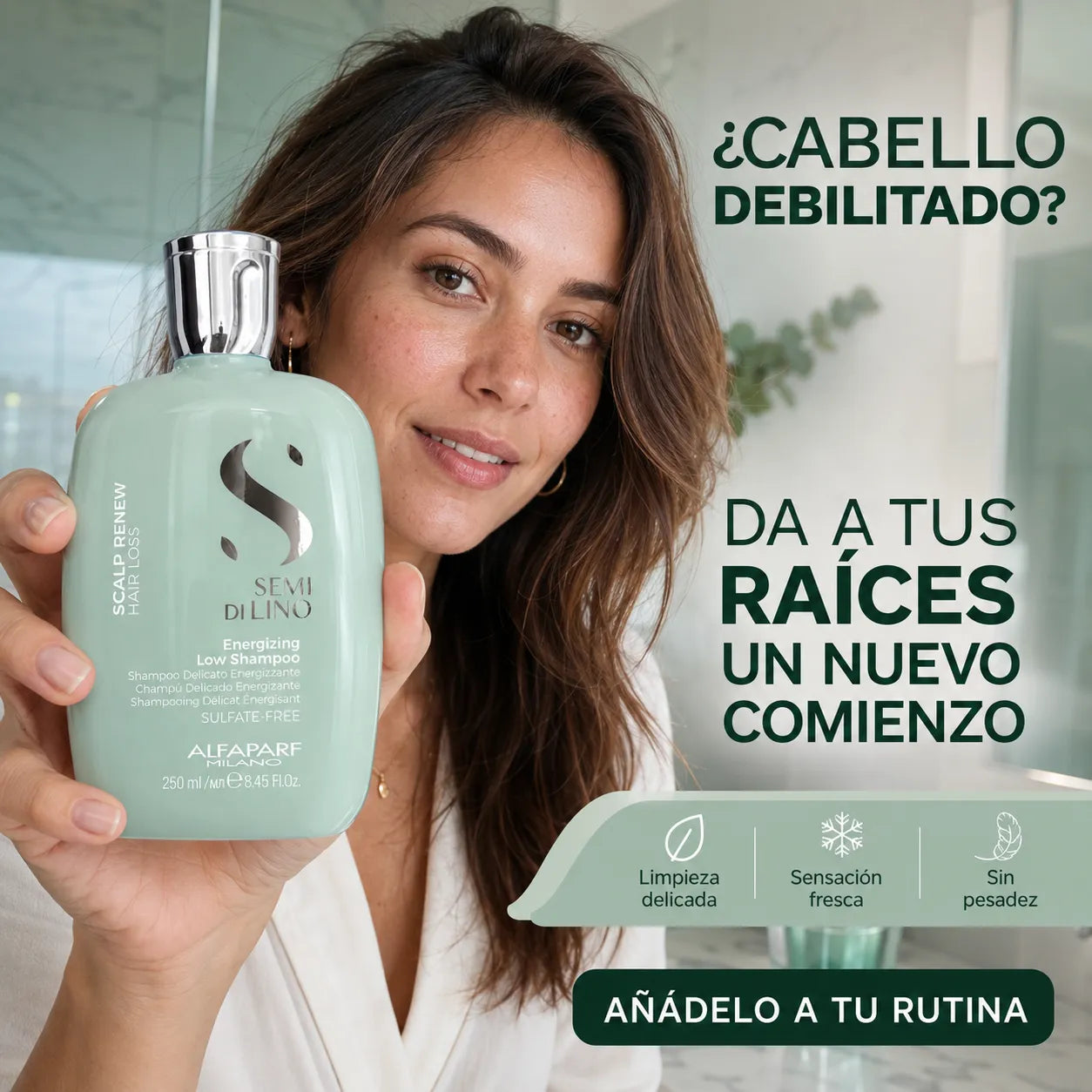 ALFAPARF Semi di Lino – Champú energizante para cabellos debilitados 250 ml y 1000 ml
