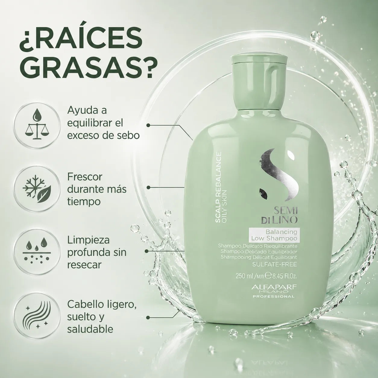 Alfaparf Semi Di Lino – Champú para Cuero Cabelludo Graso Equilibrante 250 ml
