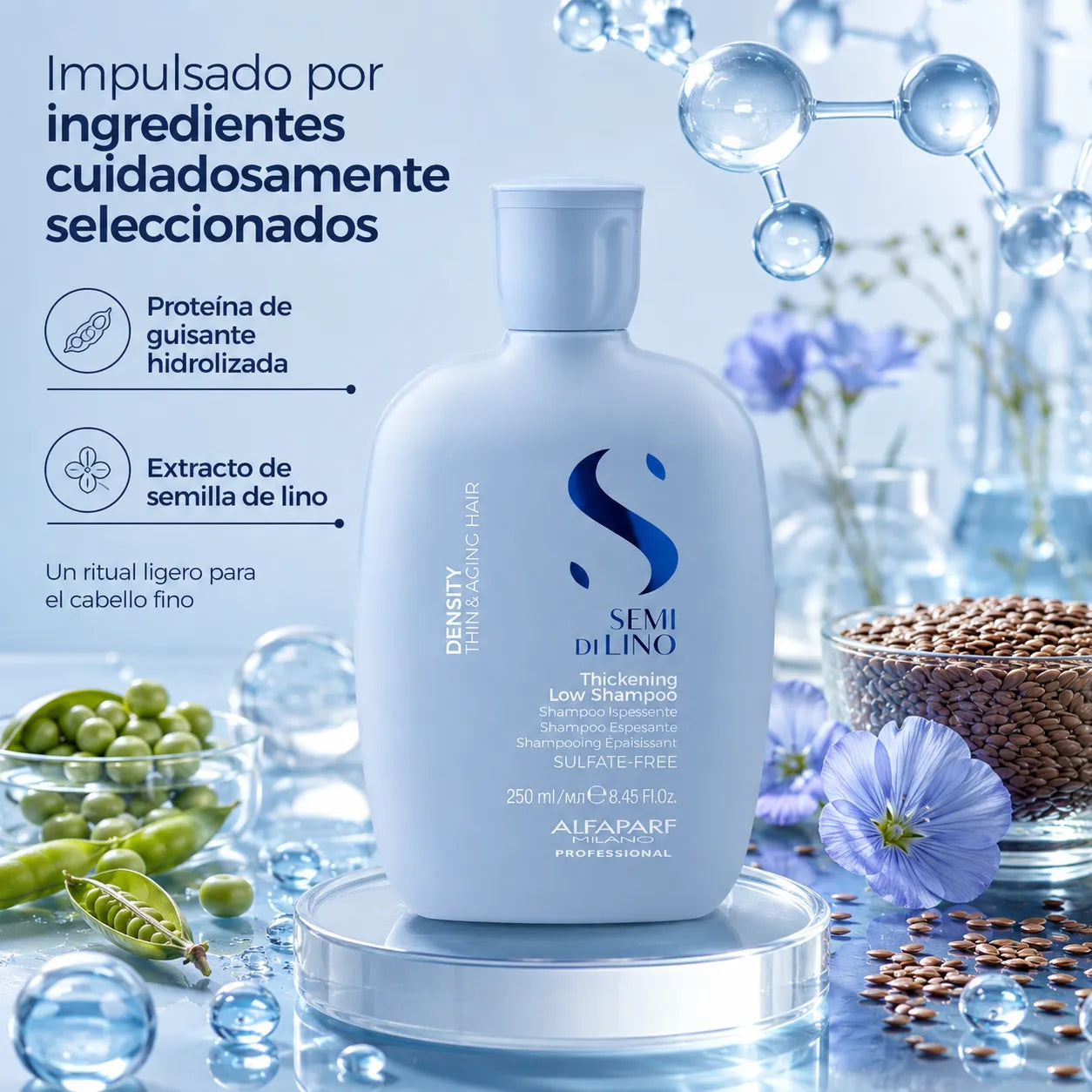 Alfaparf Semi Di Lino – Champú para Cabello Fino con Efecto Densidad 250ml