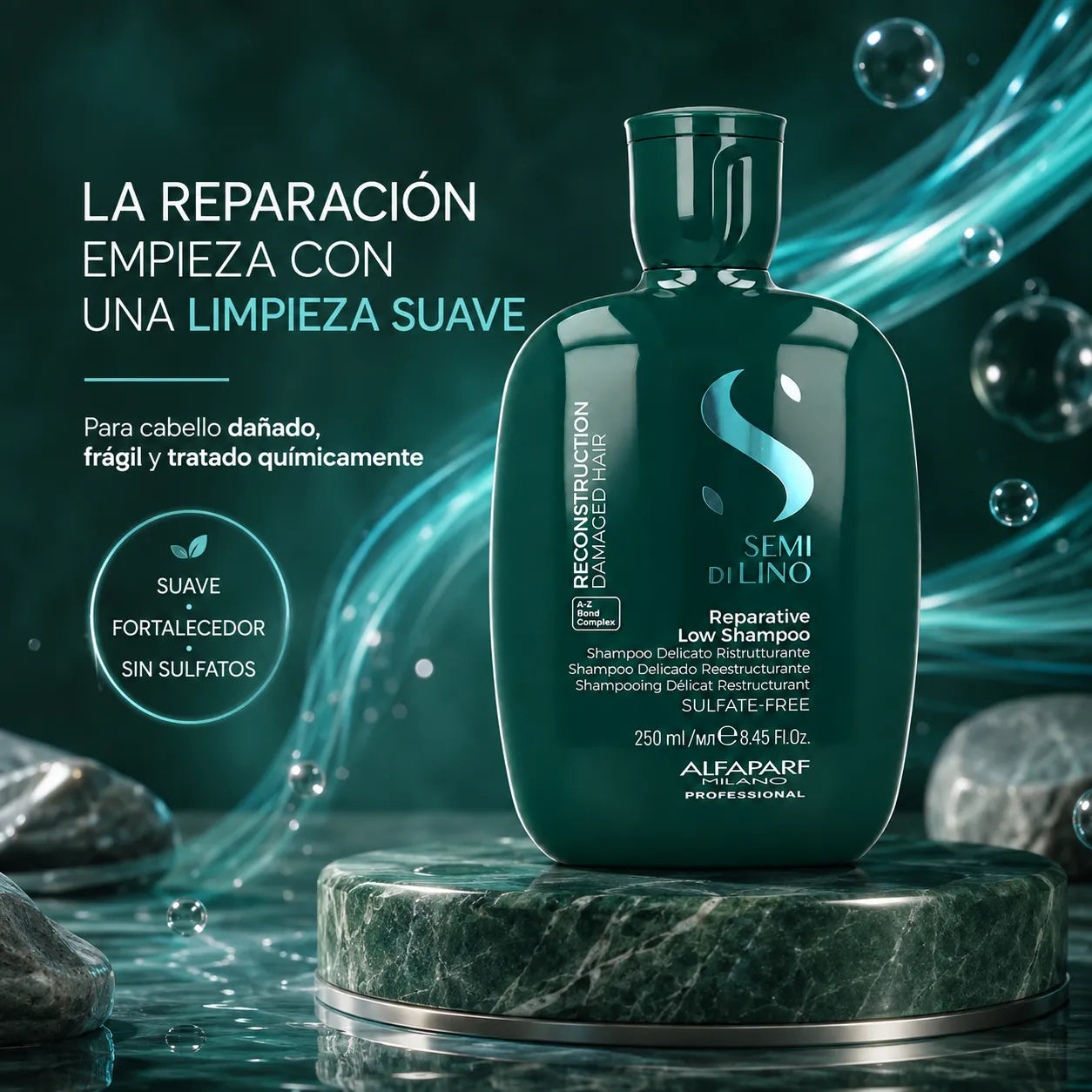 Alfaparf Semi di Lino – Champú reparador para cabello dañado 250 ml
