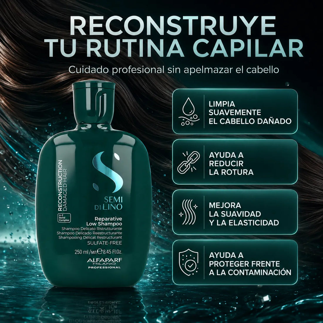 Alfaparf Semi di Lino – Champú reparador para cabello dañado 250 ml