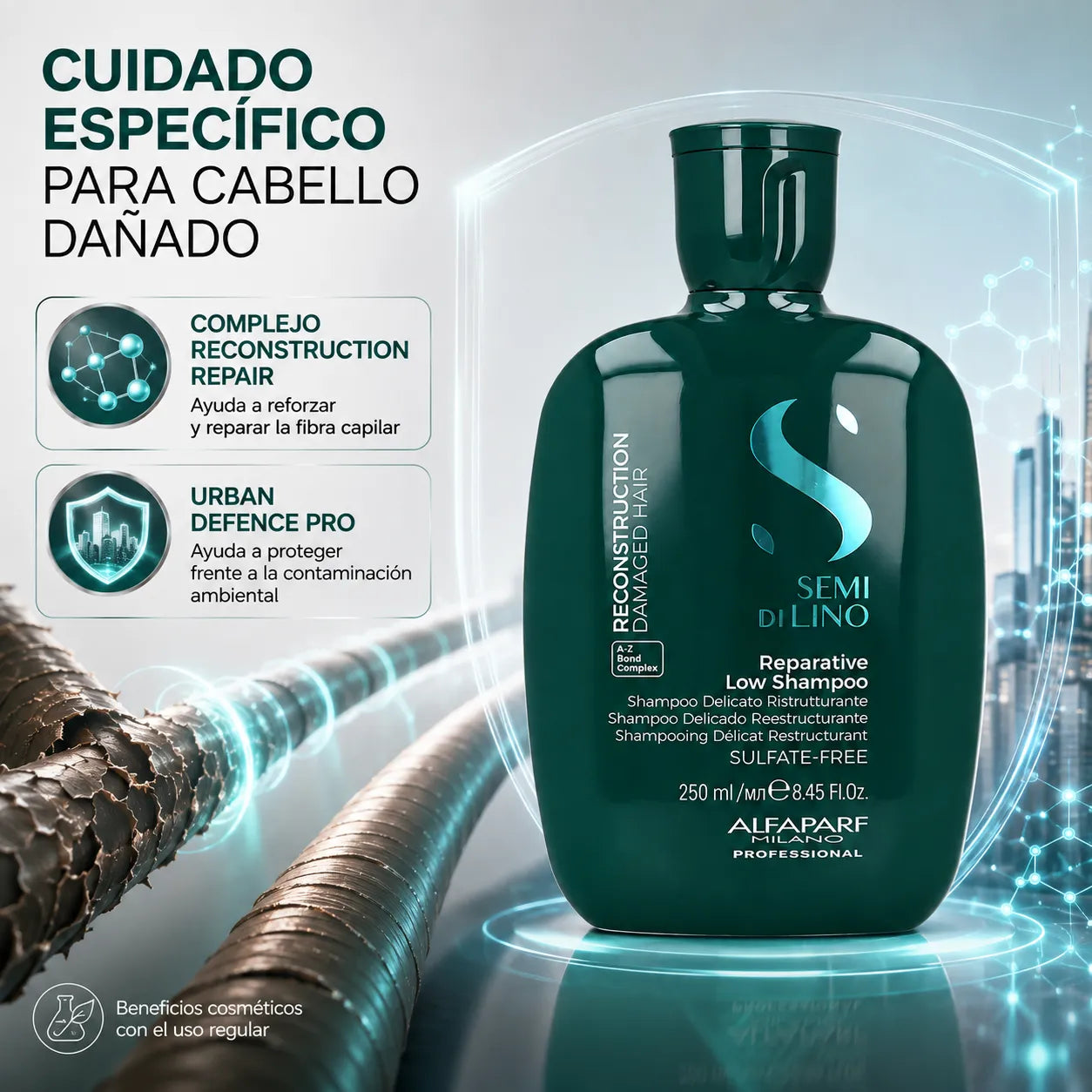 Alfaparf Semi di Lino – Champú reparador para cabello dañado 250 ml