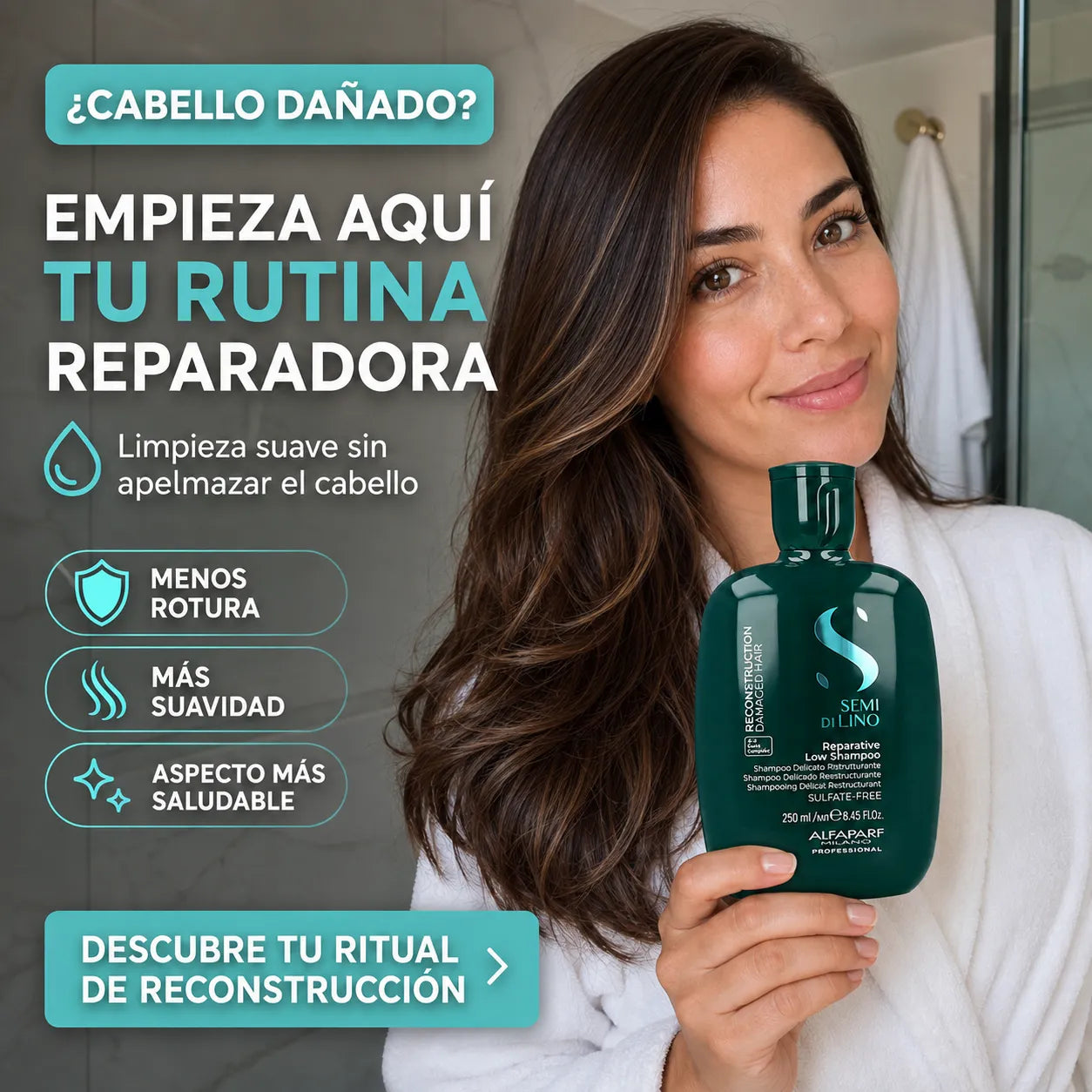 Alfaparf Semi di Lino – Champú reparador para cabello dañado 250 ml
