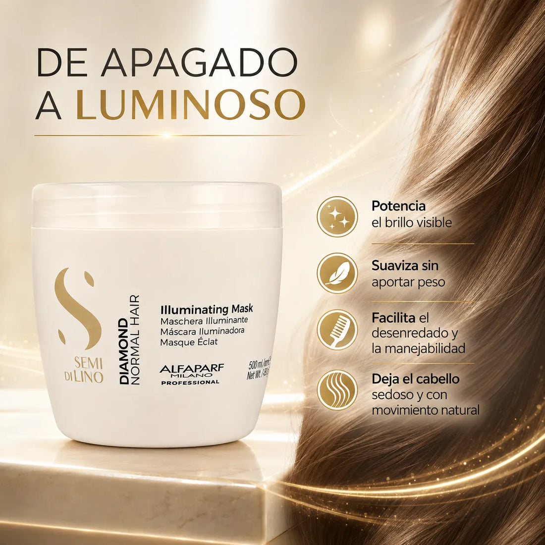 Alfaparf – Mascarilla iluminadora para cabello apagado 200/500 ml