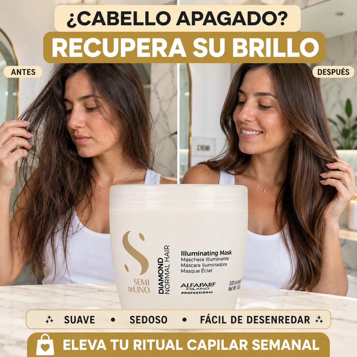 Alfaparf – Mascarilla iluminadora para cabello apagado 200/500 ml
