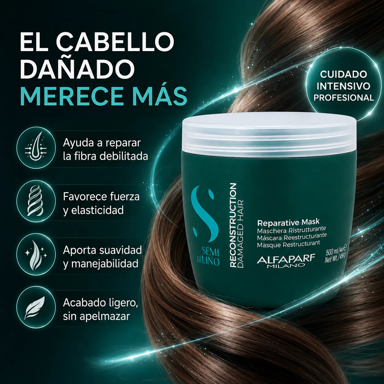 Alfaparf Semi Di Lino – Mascarilla para Cabello Dañado Reparadora 500 ml
