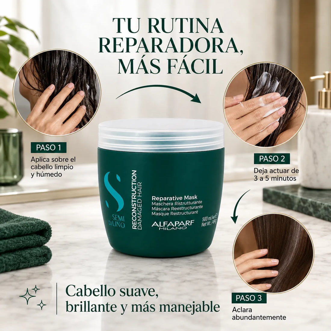 Alfaparf Semi Di Lino – Mascarilla para Cabello Dañado Reparadora 500 ml