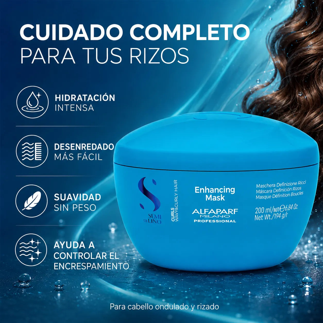 ALFAPARF – Mascarilla para Cabello Rizado de Definición e Hidratación 200 ml / 500 ml