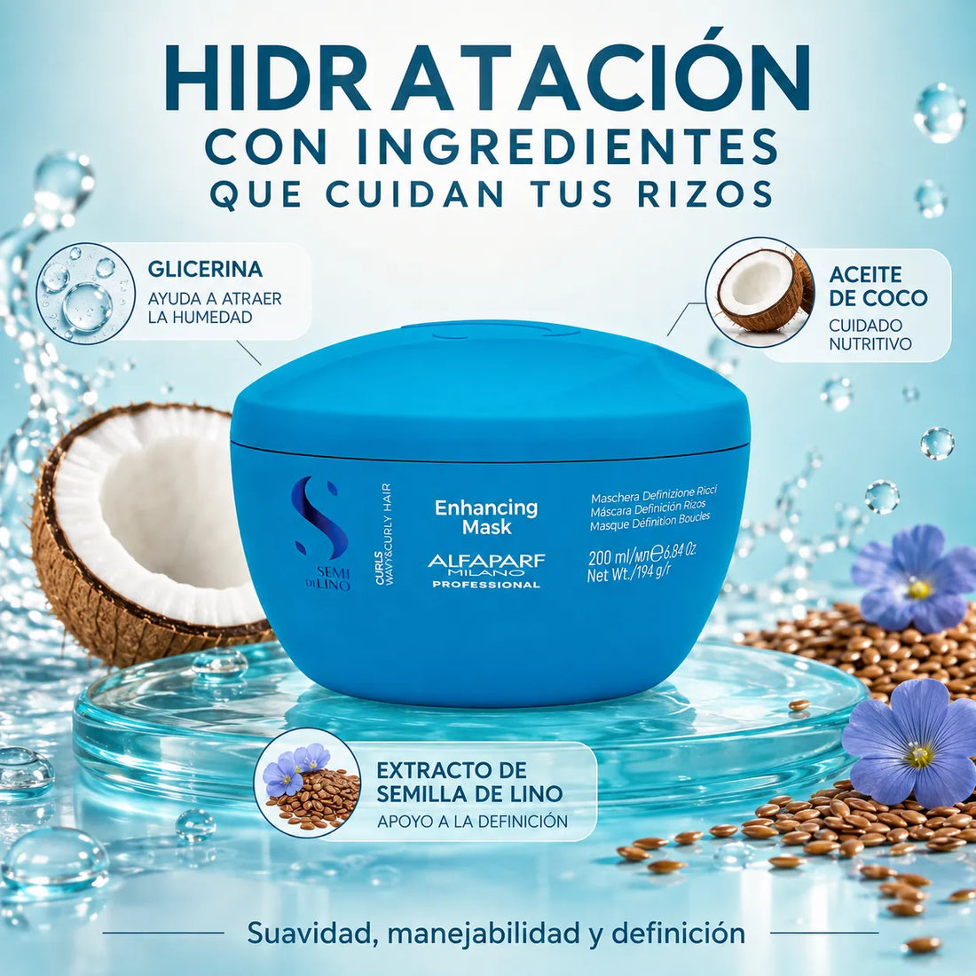 ALFAPARF – Mascarilla para Cabello Rizado de Definición e Hidratación 200 ml / 500 ml