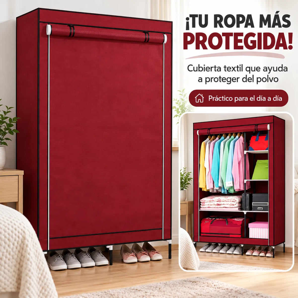 Armario Ropero Portátil con Compartimentos 105 × 45 × 175 cm