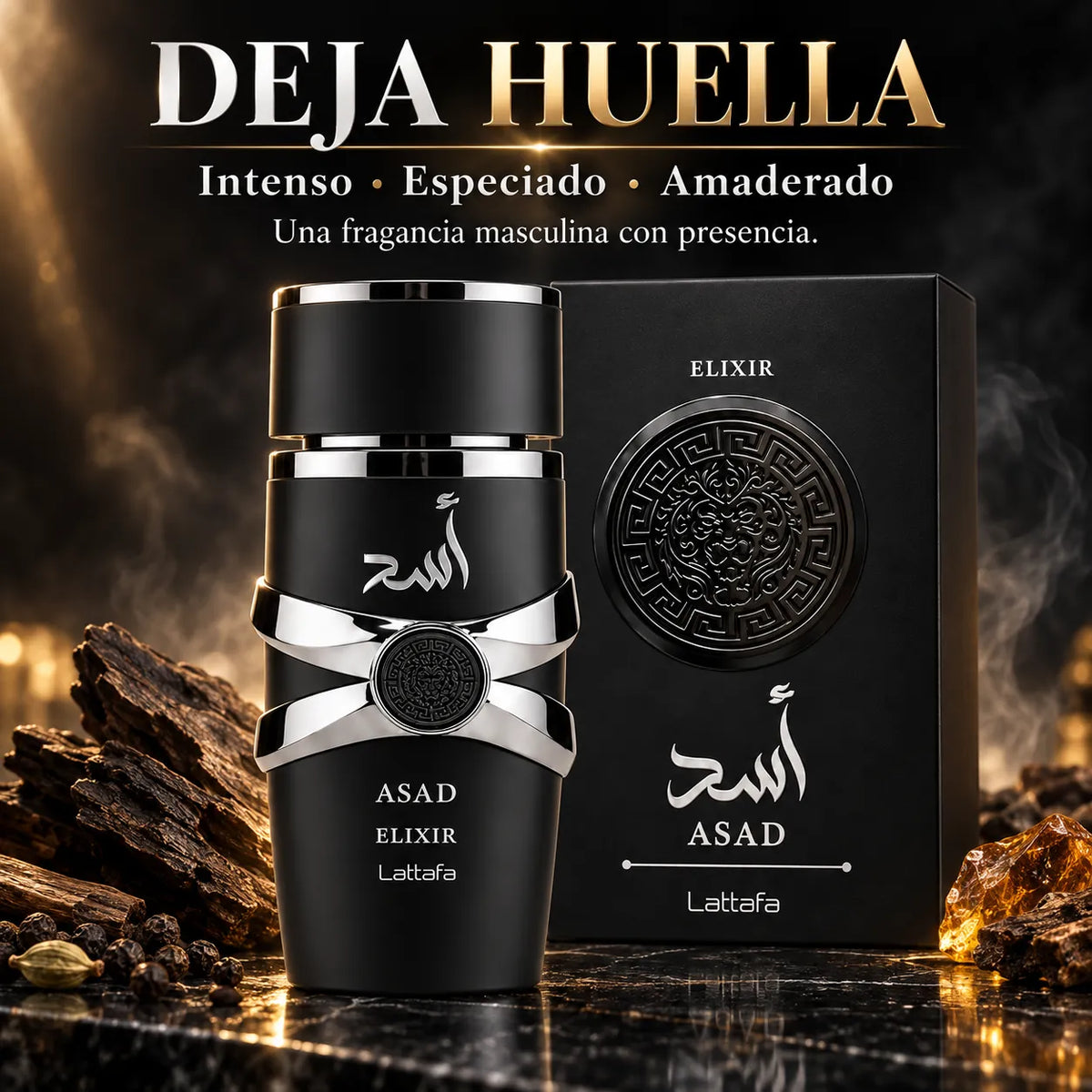 Lattafa – Perfume Árabe para Homem Asad Elixir de Longa Duração 100 ml + Atomizador 5 ml