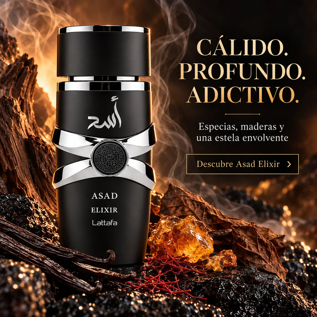 Lattafa – Perfume Árabe para Homem Asad Elixir de Longa Duração 100 ml + Atomizador 5 ml