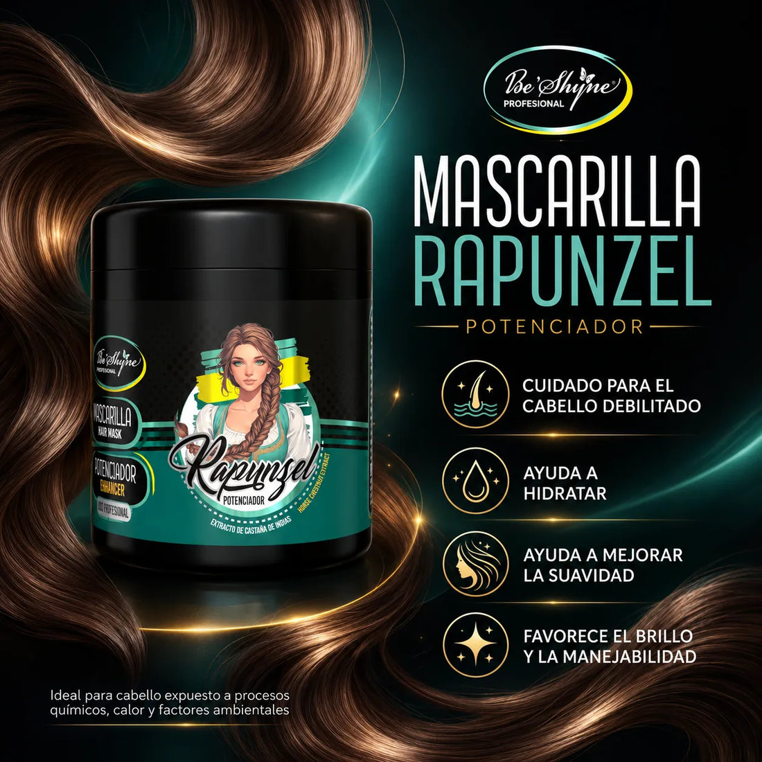 KIT RAPUNZEL, CHAMPÚ + MASCARILLA DE 500GR  Be´Shyne
