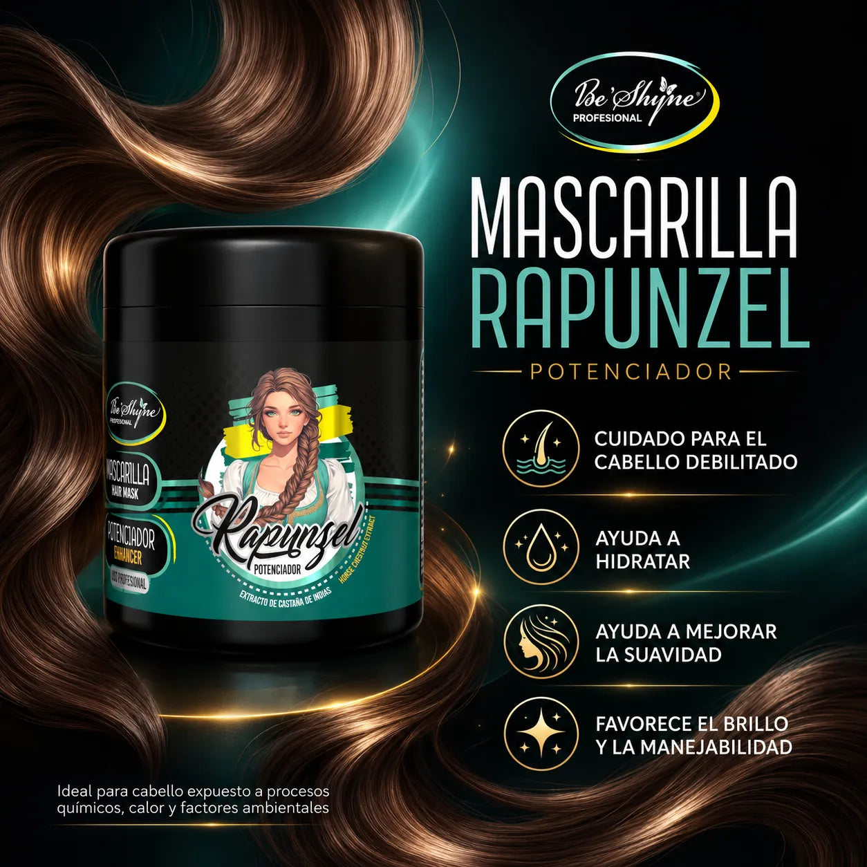 KIT RAPUNZEL, CHAMPÚ + MASCARILLA DE 500GR  Be´Shyne