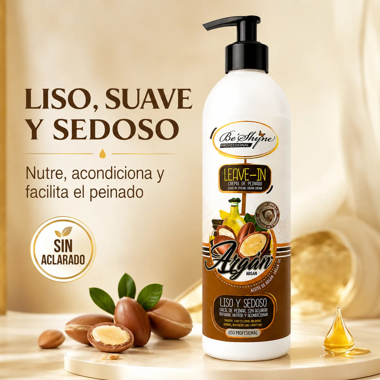 Be'Shyne – Crema de Peinado para Cabello Seco con Argán 500 ml