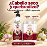 Be'Shyne – Pack Champú y Mascarilla Reparador con Ajo para Cabello Dañado 2 × 1000 ml