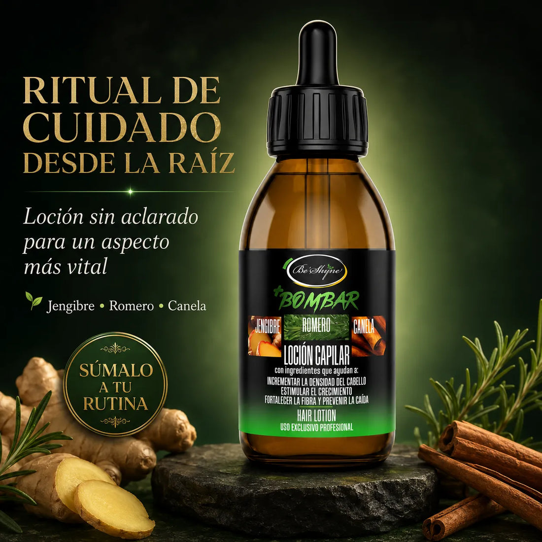 Be'Shyne +Bombar – Loción capilar para cabello con caída 125 ml