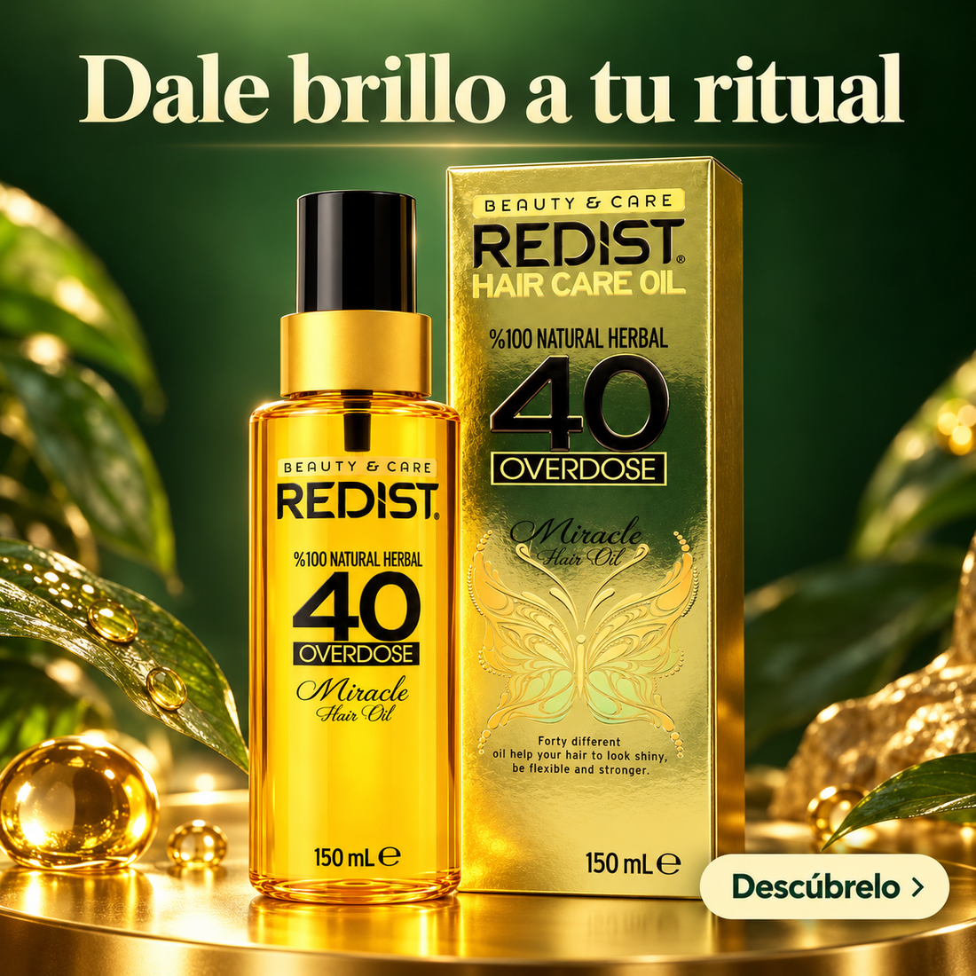 Redist – Aceite capilar Overdose 40 para suavidad y brillo 150 ml