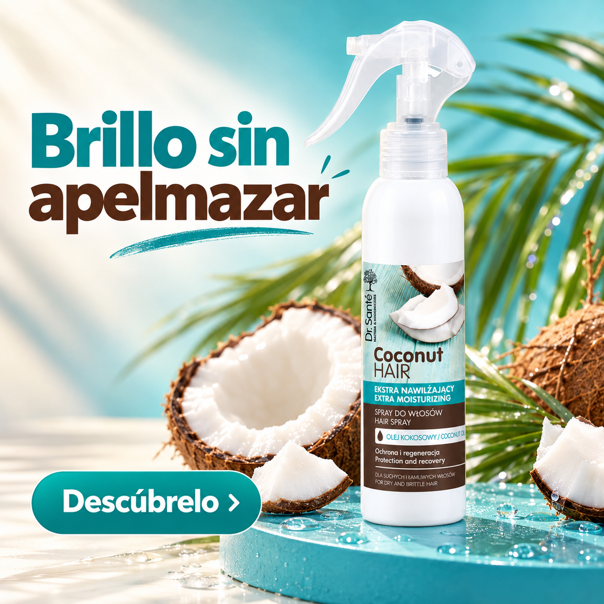 Dr. Santé – Spray capilar hidratante de coco para cabello seco y quebradizo 150 ml