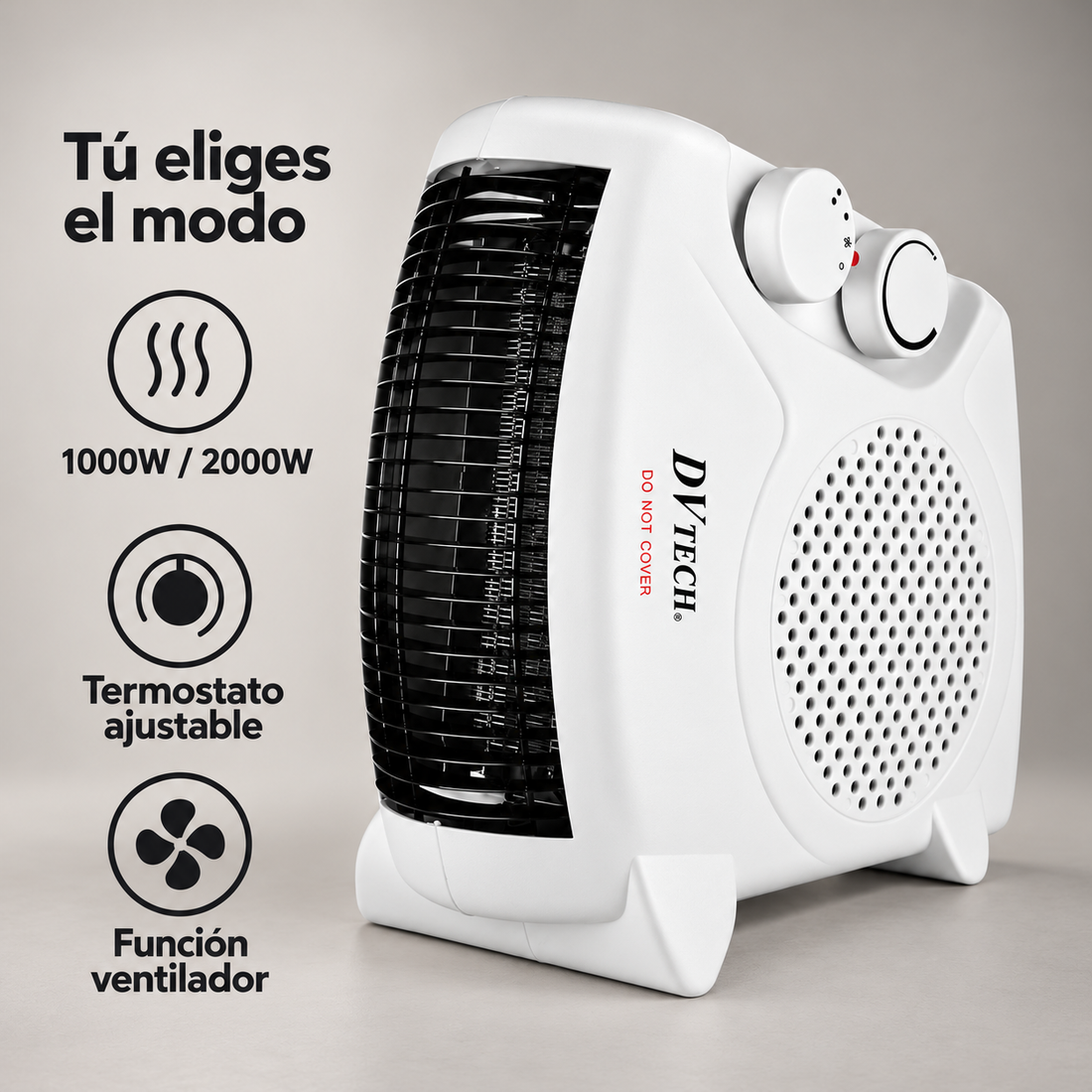 Dvtech – Calefactor termoventilador eléctrico vertical 2000W DV26876